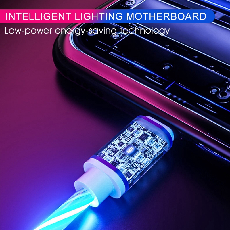 Dây Cáp Sạc Nhanh SUNTAIHO Đầu Cắm Lightning Micro USB Type C Có Đèn LED Phát Sáng IOS Android Cho Iphone 12 MiniProMax