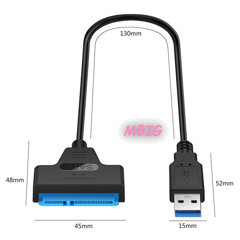 MG USB 3.0 to SATA 22 Pin 2.5 Inch Hard Disk Driver SSD Adapter Cable Super Speed Converter @vn