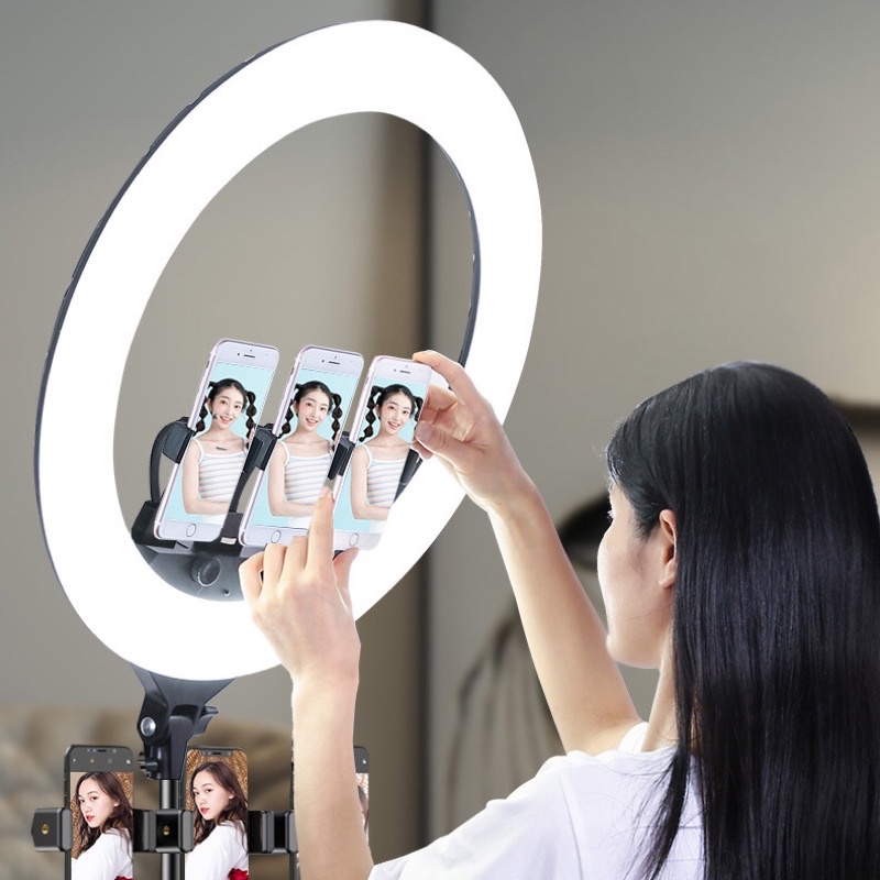 Đèn led livestream,  tiktok selfie ZB F488 55cm kèm tripod giá đỡ điện thoại 3 kẹp để chụp ảnh, quay phim