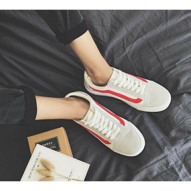 👣 [KHUYẾN MẠI] Giày Thể Thao Nam X5 Da Lộn ( Trắng kẻ Đỏ ) Hot Trend FULL BOX 👣