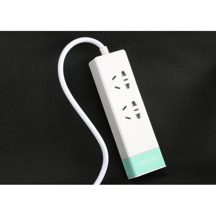 Ổ cắm điện đa năng USAMS 3 cổng USB chống giật chống cháy ,chân cắm phù hợp các loại phích cắm