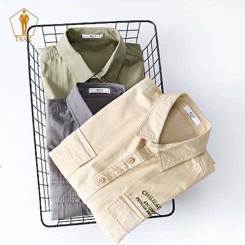 Áo Sơ Mi Nam Nữ Basic TRAZ Cao Cấp Unisex Form Rộng Chất Kaki Cực Đẹp Khoác Ngoài