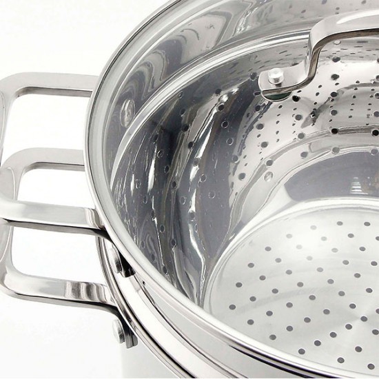 Bộ nồi xửng hấp Inox 304 Elmich EL3361 size 26cm nắp kính dùng bếp từ