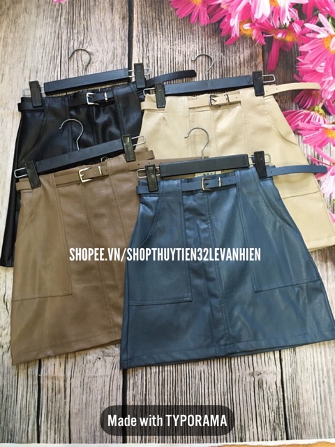 Chân váy da 2 túi hàng Quảng Châu(#8850) không kèm đai | BigBuy360 - bigbuy360.vn