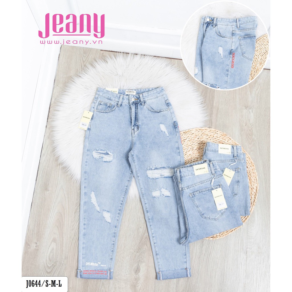 Quần Baggy Nữ Màu Nhạt Rách J0644 - Jeany
