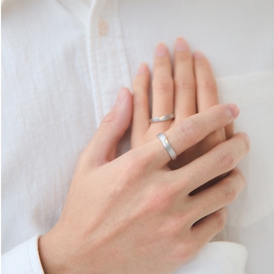 Nhẫn đôi nhẫn cặp nam nữ bạc s925 trái tim ghép màu vàng long distance love Cá jewelry NĐ62