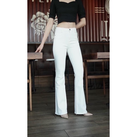 Quần jeans ống loe xuất khẩu co giãn