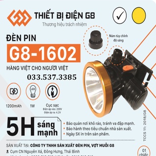 Đèn pin siêu sáng, đèn pin sạc g8 1602