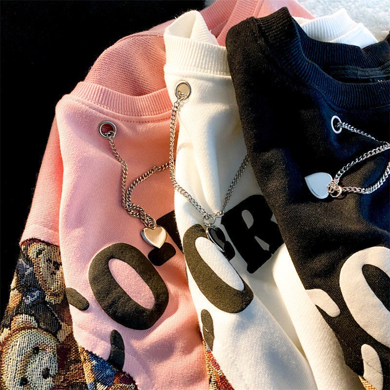 Áo sweater IELGY dài tay dáng rộng in hình gấu phong cách cổ điển cho nữ