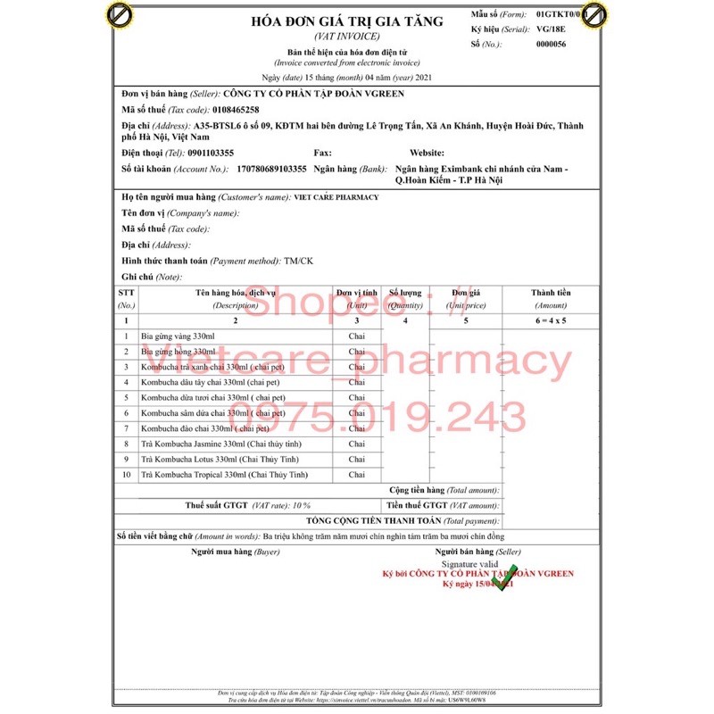 KOMBUCHA VGREEN - Trà bất tử hữu cơ dưỡng sinh vị Trà xanh, Dừa, Dâu, Đào, Sâm dứa, Kombucha Light 250ml