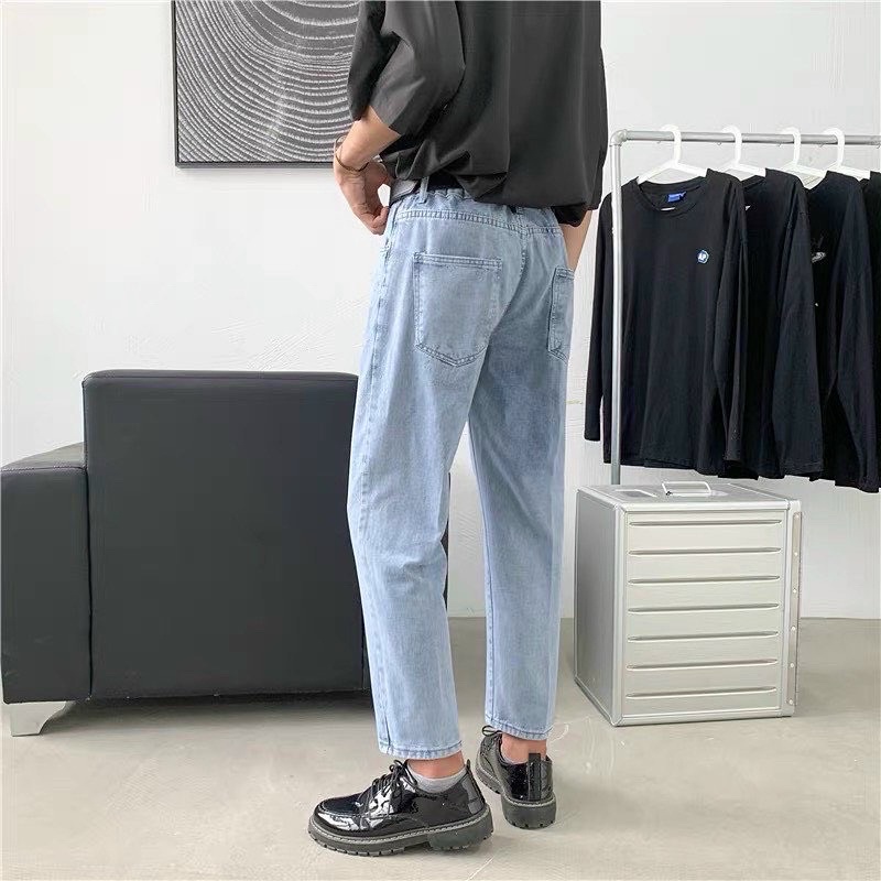 QUẦN BAGGY JEANS TRƠN ỐNG NHỎ FORM UNISEX NAM NỮ (hình chụp thật)