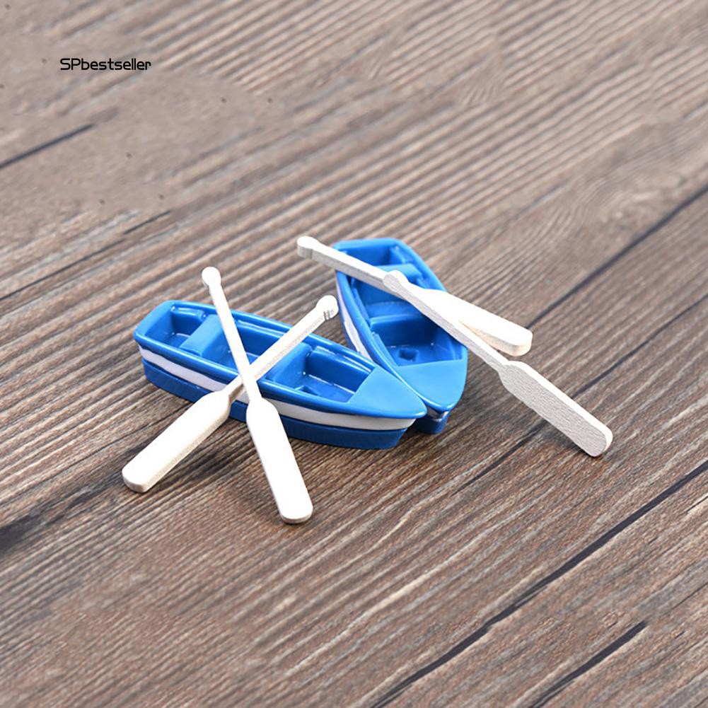 Set thuyền và tay chèo mô hình mô phỏng dùng để trang trí chậu bonsai dễ thương