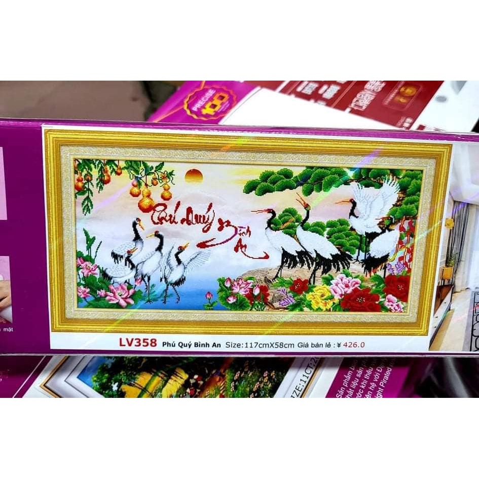 Tranh đính đá Phú Quý Bình An LV358 (117x58cm) - chưa đính đá