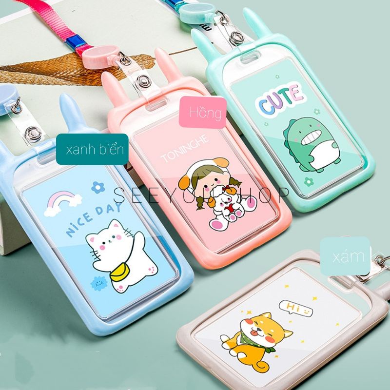 Thẻ Tên TAI THỎ DÂY RÚT Phù Hiệu See You Shop , Dây Đeo Thẻ Học Sinh, Sinh Viên, Nhân Viên Dễ Thương
