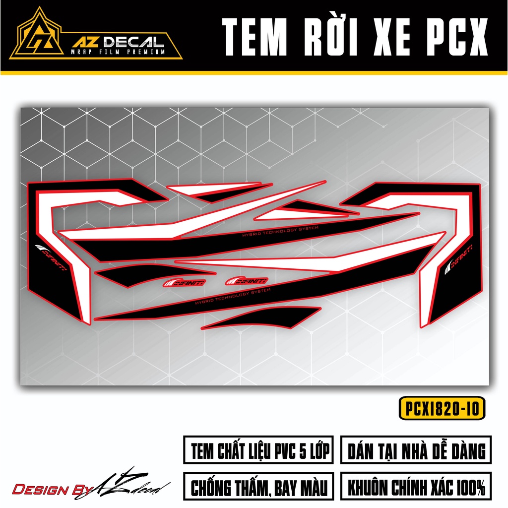 Tem Rời Dán Xe PCX Thiết Kế Infinity | PCX-10 | Decal Chế Dán Xe PCX 125 150 160 Chống Nước, Bền Màu