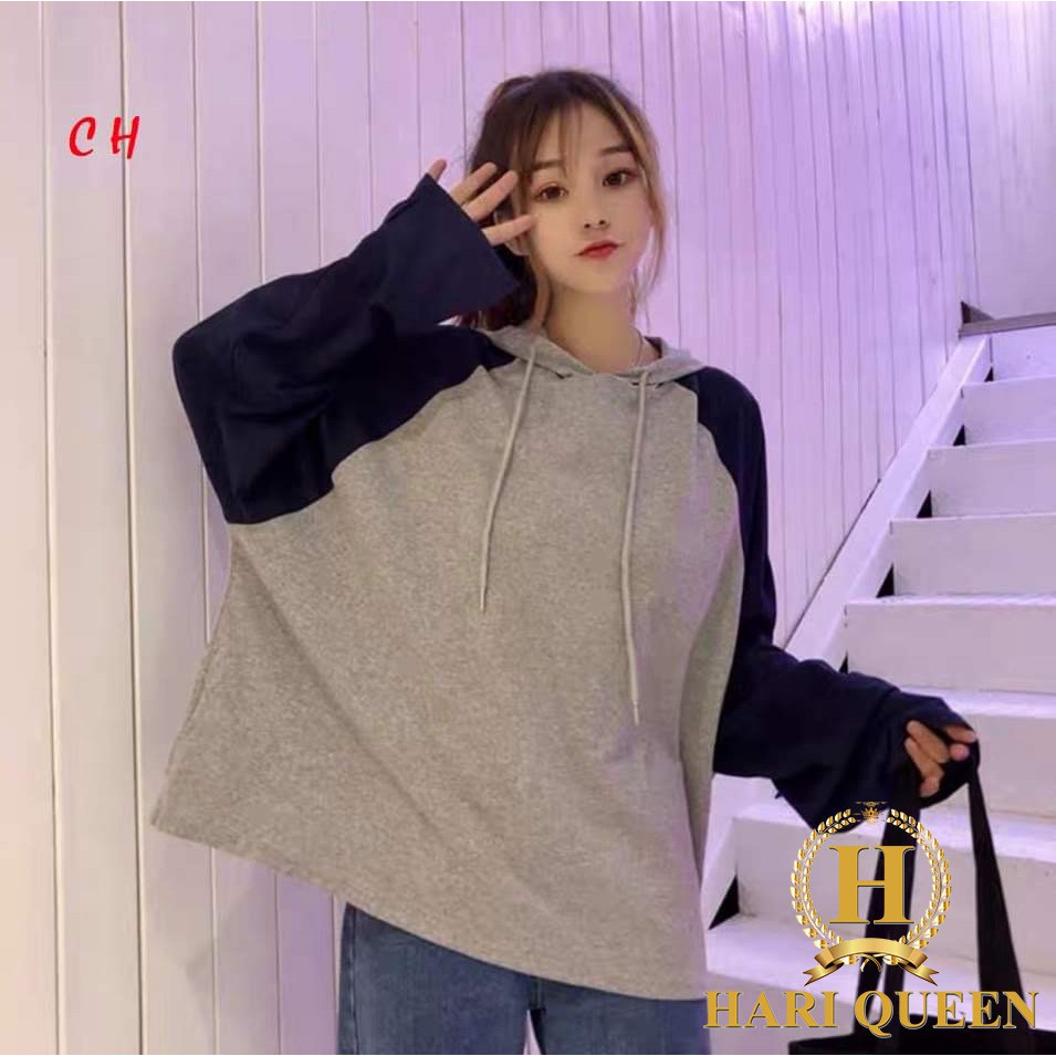 Áo Hoodie Nam Nữ Thu Đông Giá Rẻ Cho Học Sinh Mặc Đi Học, Đi Chơi Siêu Đẹp - Áo hoodie raplan phối tay trơn COH0820