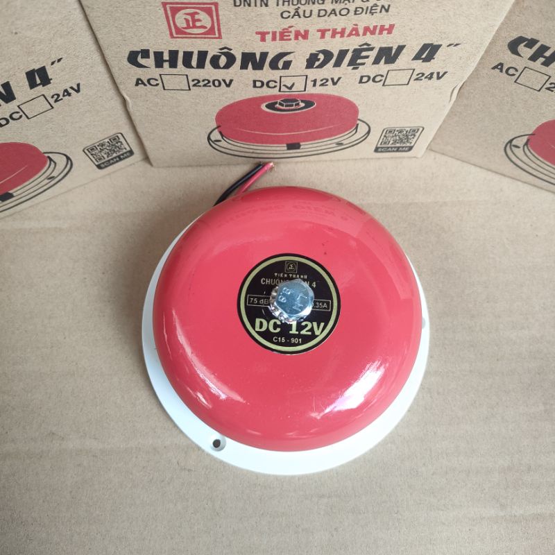 Chuông báo động báo cháy loại 4 inch DC 12V đời mới mã C15-901 Tiến Thành hàng Việt Nam