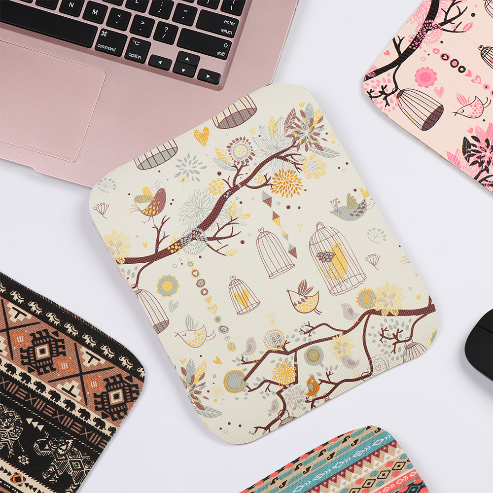 ☆YOLA☆ 1PC Craft Mice Mat Game Ethnic Style Mousepad Water Coaster Rubber Anti-slip Computer Table Decoration Round Home Office Desk Cushion