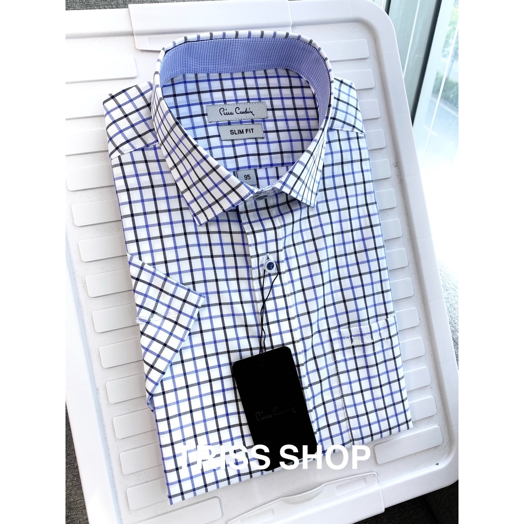 Áo sơ mi nam ngắn tay Pierre Cardin 10 vải Cotton chống nhăn Form Slimfit