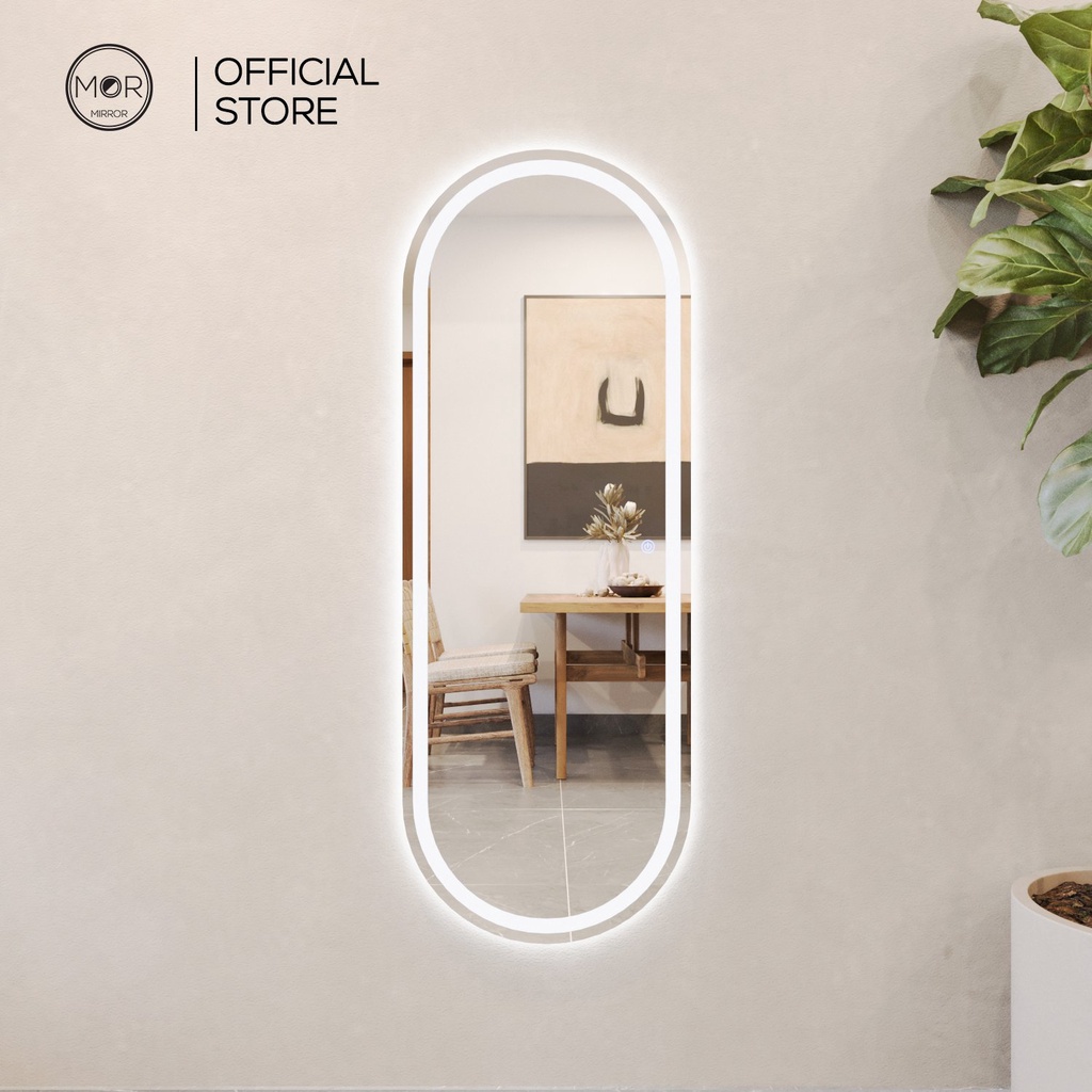 Gương toàn thân oval trang trí phòng led cảm ứng cao cấp MOR MIRROR kích cỡ 70x170 đầy đủ phụ kiện