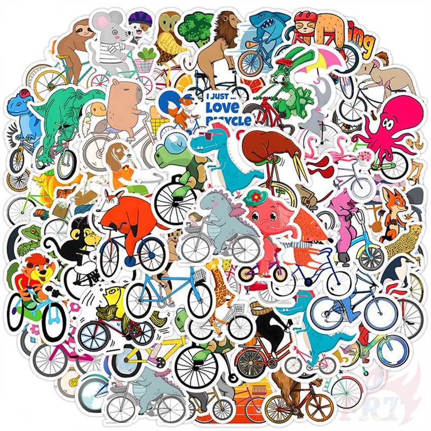 ❉ Miếng Dán Trang Trí Xe Đạp Series 01 Hình Động Vật Vui Nhộn ❉ Bộ 60 Sticker Chống Thấm Nước Họa Tiết Doodle Hợp Thời Trang