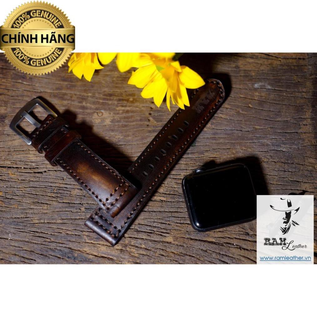 DÂY ĐỒNG HỒ DA BÒ THẬT CHO APPLE WATCH  – RAM PILOT MÀU CHOCOLATE - HÀNG CHÍNH HÃNG RAM LEATHER .