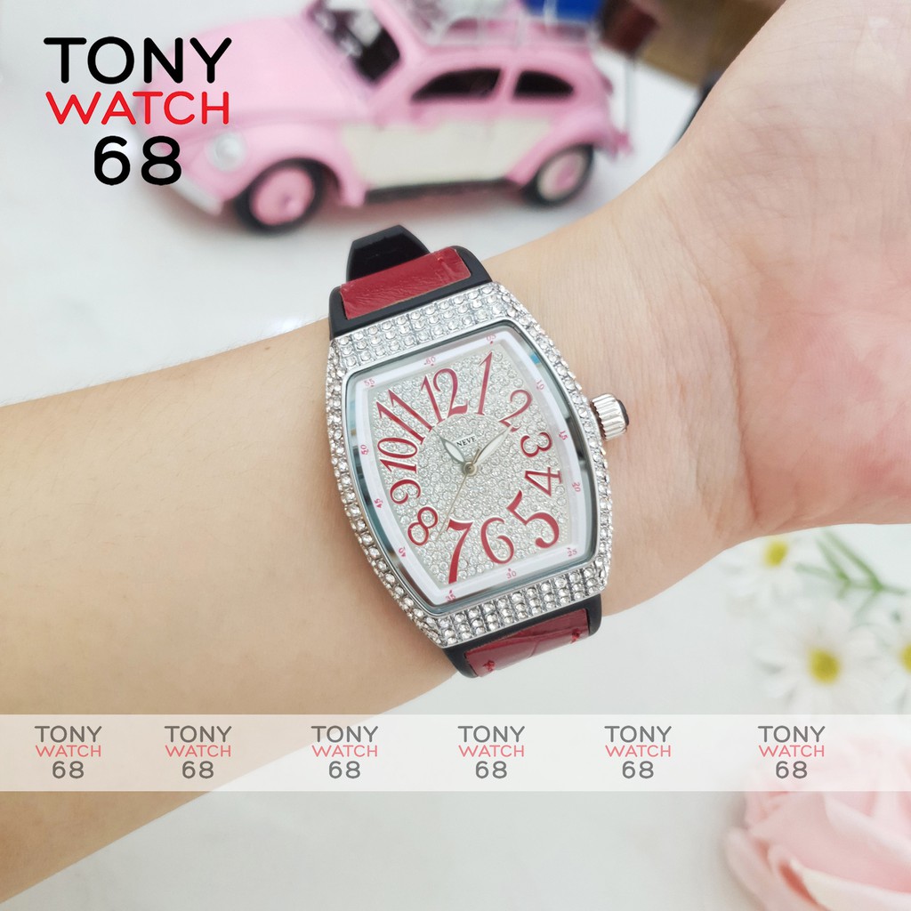 Đồng hồ nữ FM mặt bầu dục đính đá dây cao su bọc da sang chảnh chống nước Winsley | BigBuy360 - bigbuy360.vn