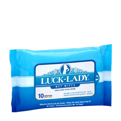 Khăn Giấy Ướt Luck–Lady Natural Perfume Wet Wipes (Gói 10 tờ)