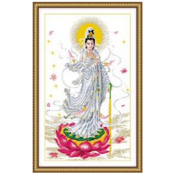 Tranh thêu PHẬT QUAN THẾ ÂM BỒ TÁT R004 (53x86cm) chưa thêu