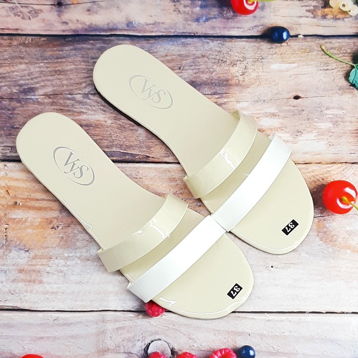 Dép lê bệt nữ 2 quai ngang phối 2 màu đơn giản thoáng mát xinh xắn thời trang VYS TA3831 (Nhiều màu)