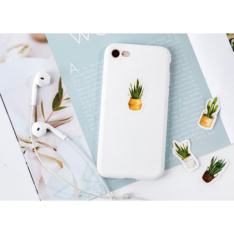 Hộp 45 Sticker hình dán Lá cây xanh trang trí Bullet journal, lịch, album dễ thương STI01