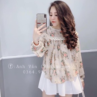 Áo voan hoa phối ren