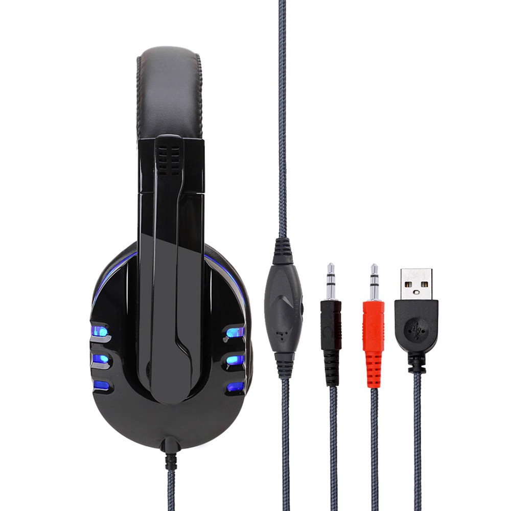 【Read Stock】 Tai nghe chơi game máy tính có dây SY733MV Tai nghe chơi game qua tai có Mic AUX + Điều khiển âm lượng cổng USB cho PC