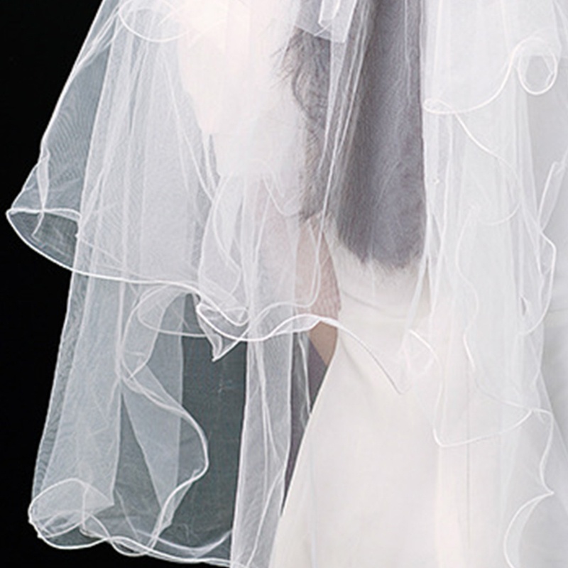 Mạng Che Mặt Ngắn Bằng Vải Tuyn Màu Trắng Nhiều Tầng Kèm Lược Trang Trí Đám Cưới