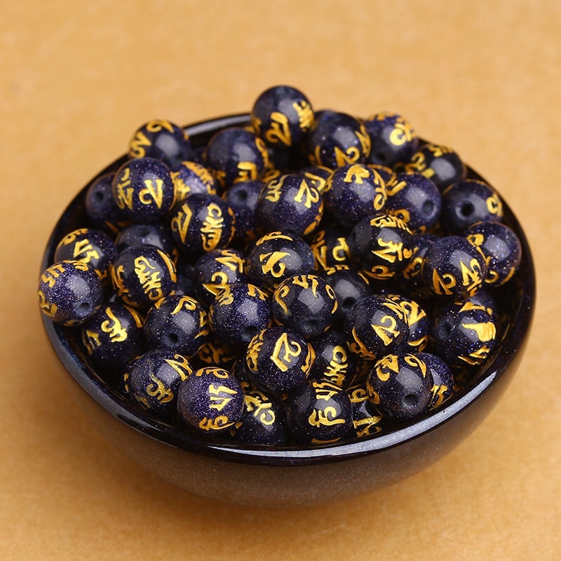 Hạt màu đen khắc chú làm handmade DIY - MH509
