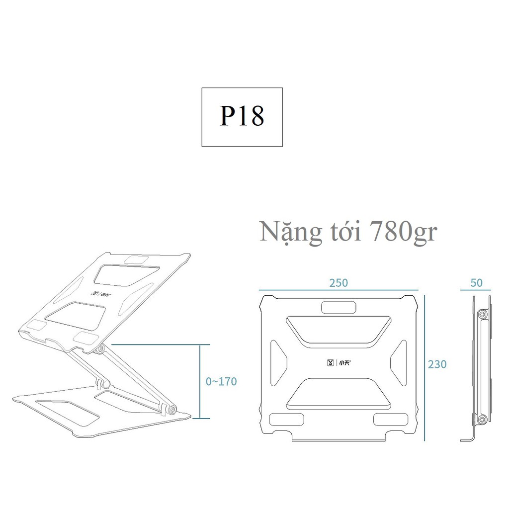 [Mã SKAMA06 giảm 8% đơn 250k]Giá đỡ tản nhiệt chỉnh độ cao cho laptop máy tính bảng SSKY P18