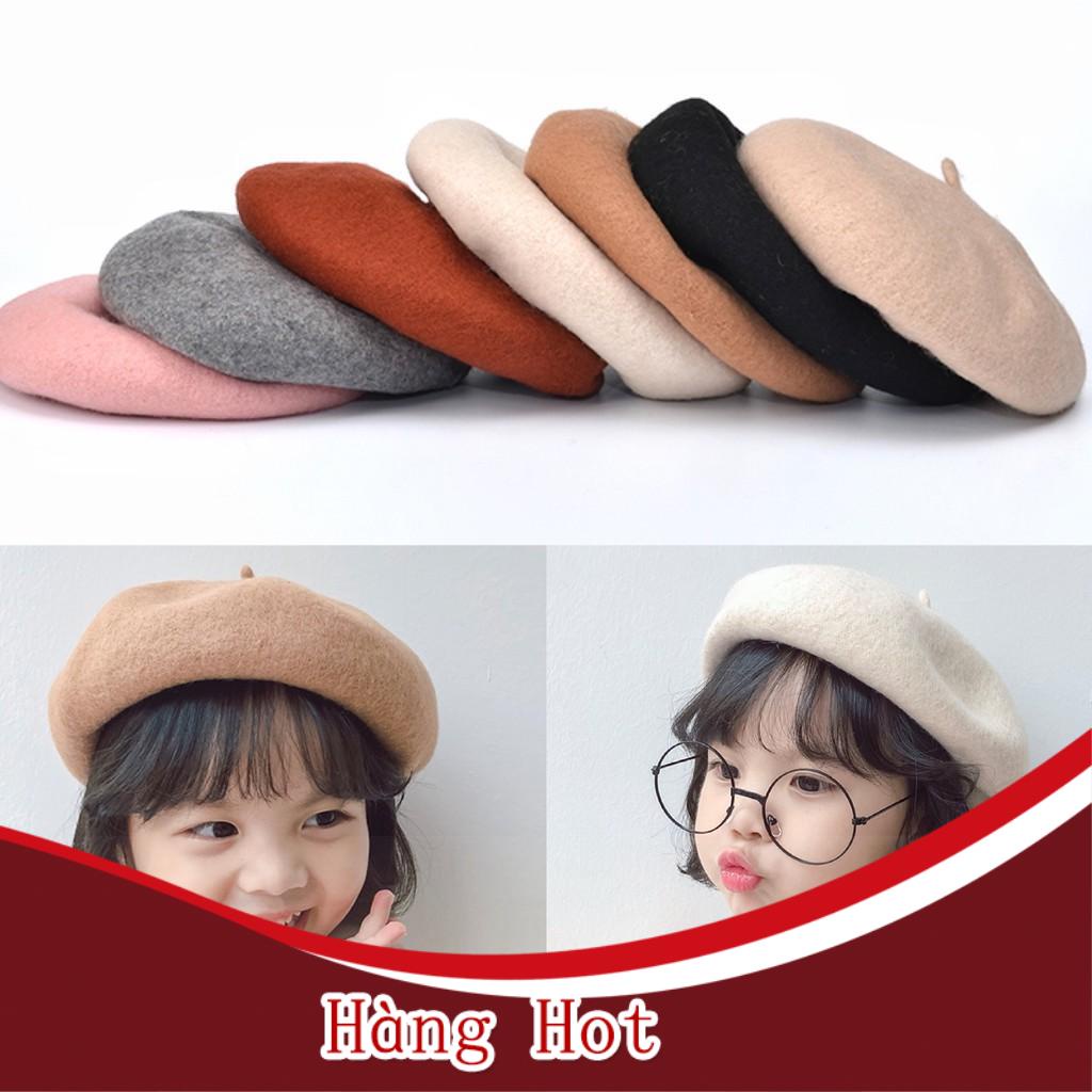 Nón Beret Màu Trơn Hợp Thời Trang Cho Bé Gái