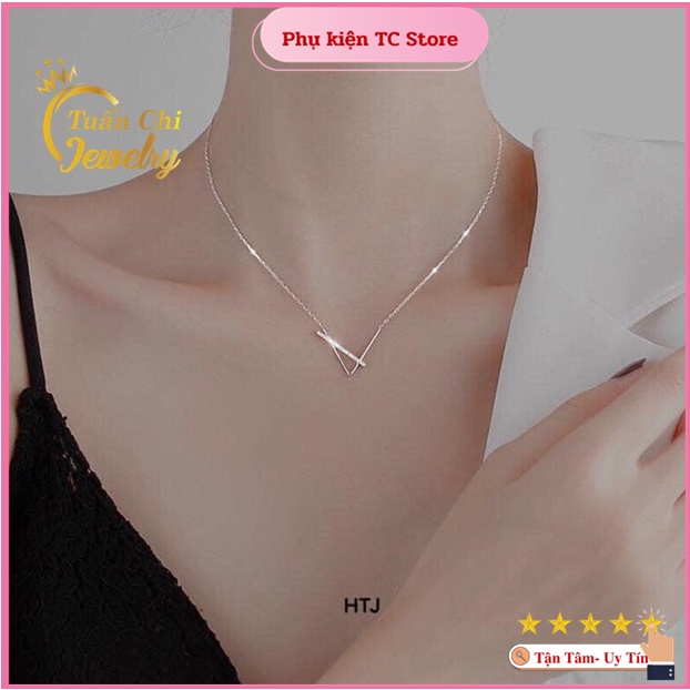 Dây Chuyền Bạc ⚡SALE SỐC⚡ Vòng Cổ Bạc Nữ Kiểu Dây Liền Mặt Cách Điệu Dáng Hàn Quốc