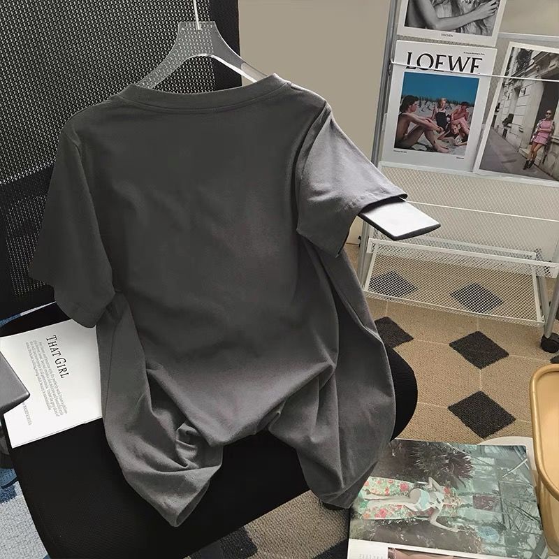 Đầm Thun Tay Ngắn Dáng Rộng In Họa Tiết Thời Trang Mùa Hè Hàn Quốc Hàng Mới Cho Nữ