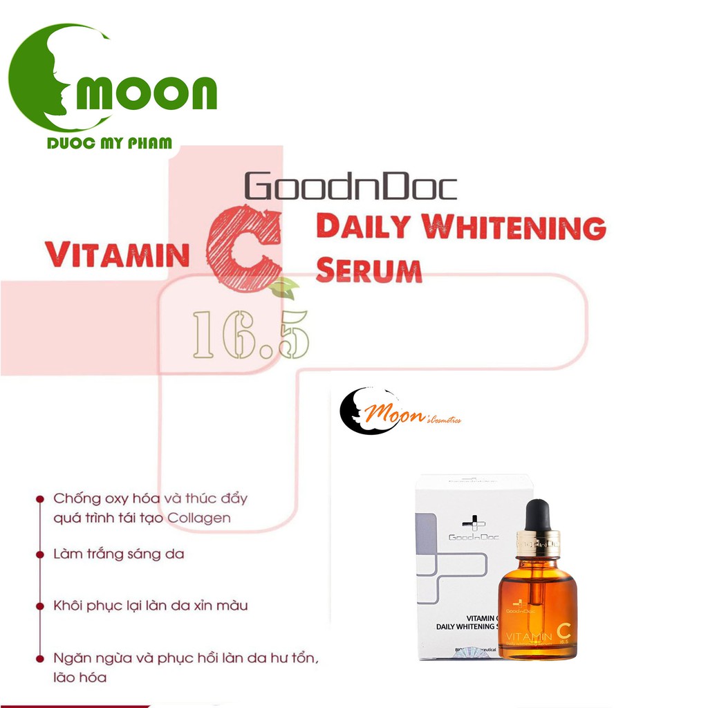 SERUM VITAMIN C MỜ THÂM NÁM TRẮNG DA GOODNDOC VITAMIN C 16.5 DAILY WHITENING SERUM 30ml