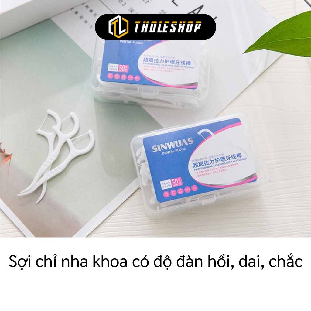 [SGD] Chỉ Nha Khoa - Hộp 50 Que Tăm xỉa Răng Nha Khoa Dùng 1 Lần SinWuas Chuyên Dụng 8557