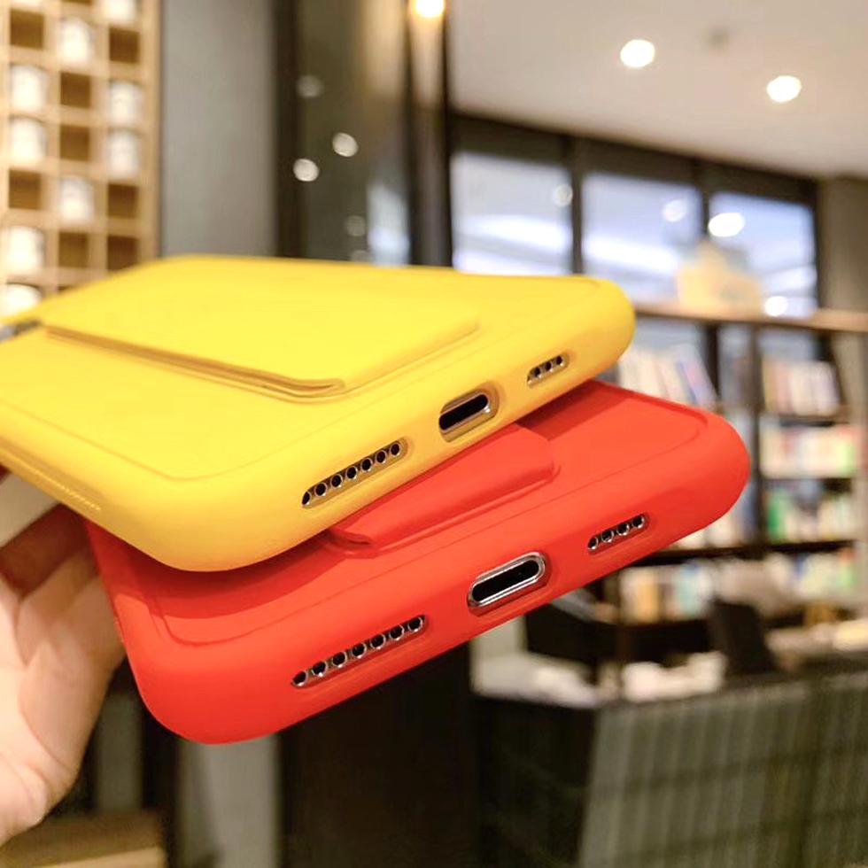 Candy Color Apple iPhone 12 Pro Max Soft Silicone+PC Case With Holder Ốp lưng iPhone 11 PorMax XR XS Max 7/8 Plus SE 20Mobile Phone Cover