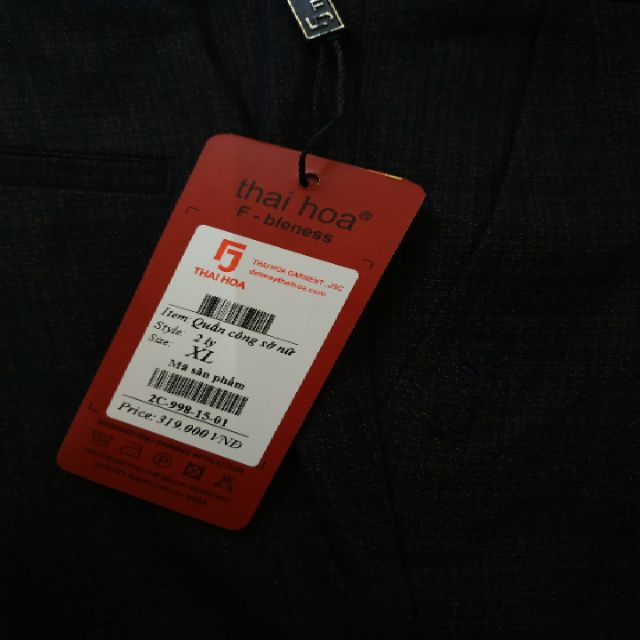 Quần tây Thái Hòa 9 tấc lưng cao caro nâu đen 2c-988-15