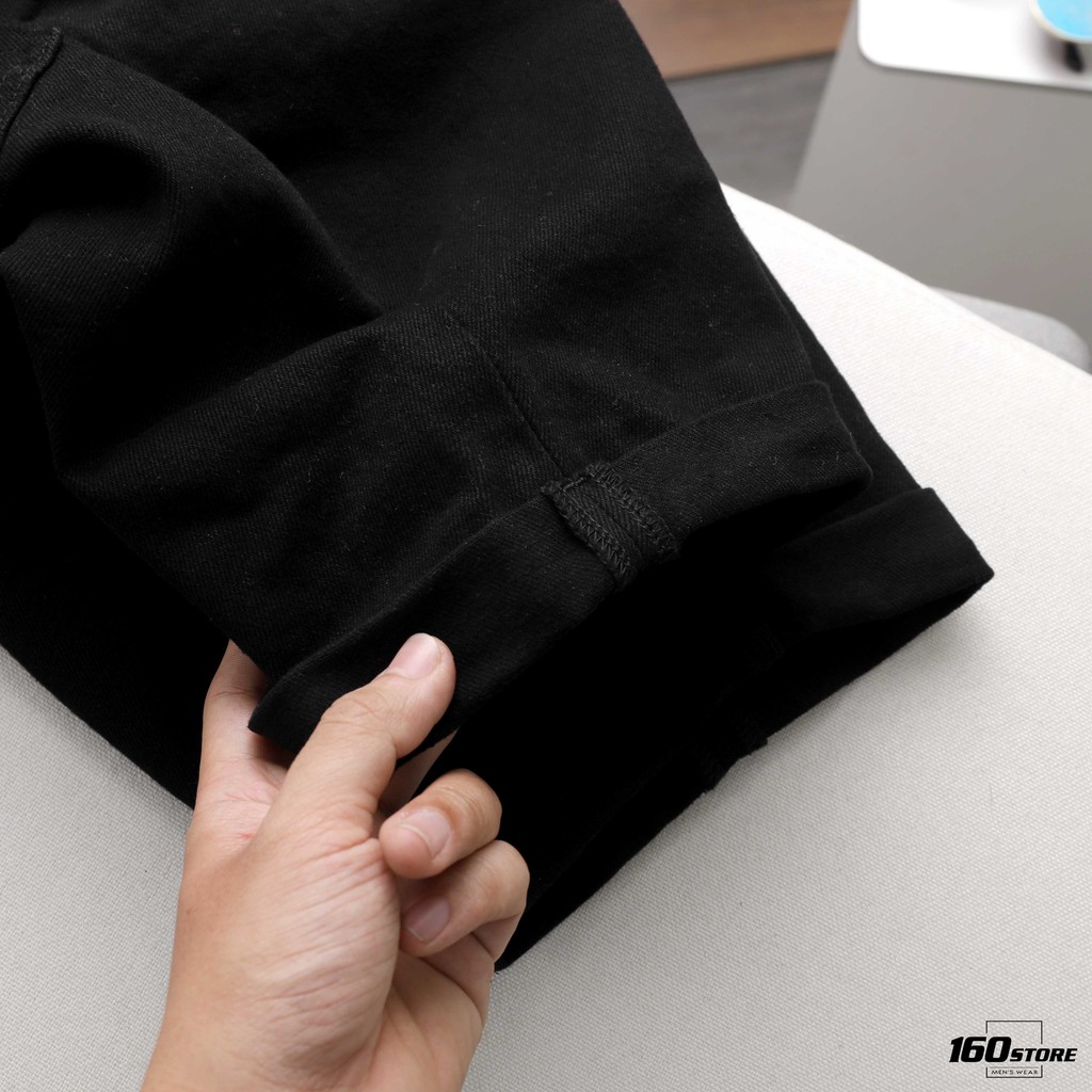 Quần Đùi Jean Nam, Quần Short Jean Nam BOUTON Màu Đen Trơn, Form Skinny, Co Giãn QSEC0004 160STORE. | BigBuy360 - bigbuy360.vn