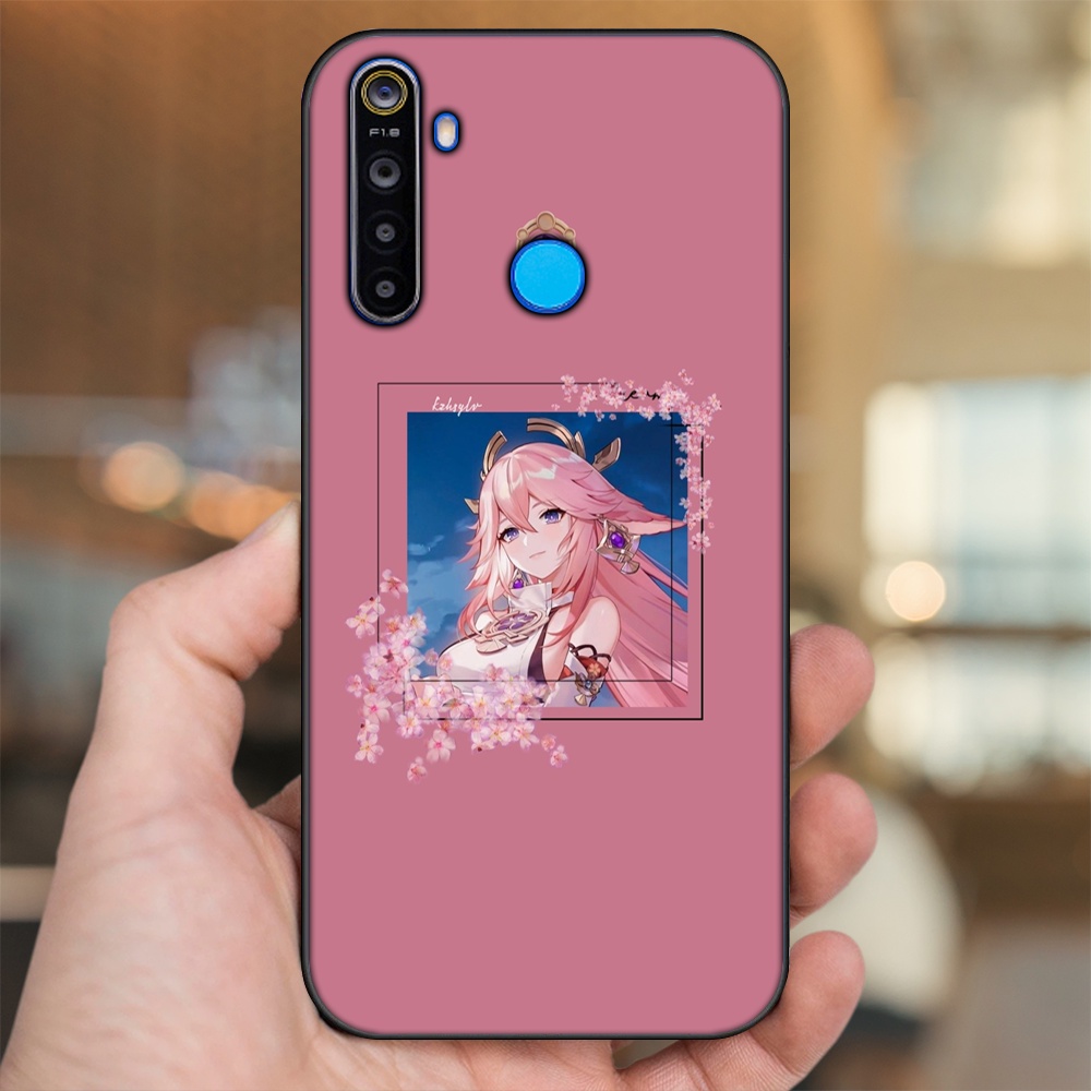Ốp lưng Realme 5, 5 Pro viền đen in hình Yae Miko Genshin Impact