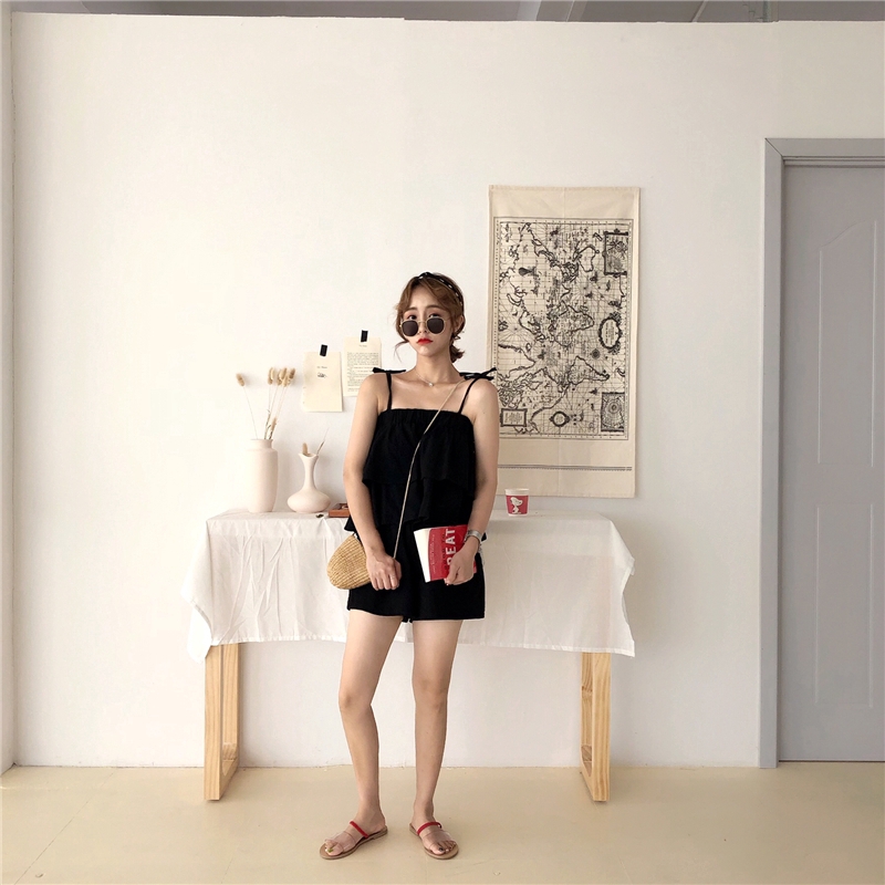 Bộ áo thun + quần ống rộng lưng cao phong cách Hàn Quốc cho nữ