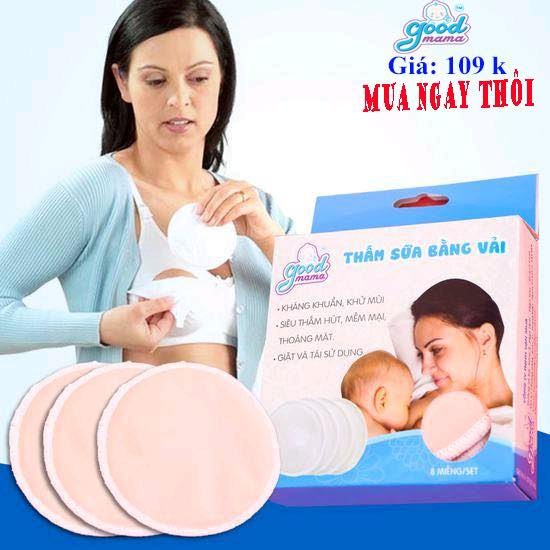 Hộp 8 miếng lót Thấm sữa bằng vải Goodmama, hàng cao cấp kháng khuẩn, giặt được