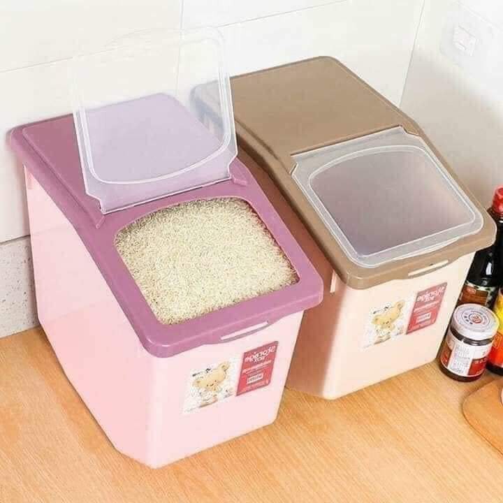 Thùng gạo chứa 15kg có bánh xe nhập khẩu Nhật Bản, di chuyển dễ dàng, tiện lợi