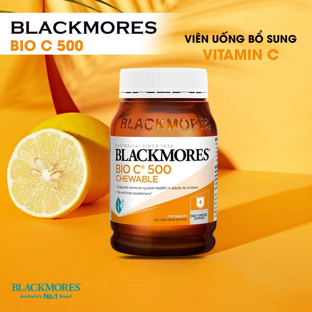 [Chính hãng Úc] Viên bổ sung vitamin C dạng nhai Bio C 500mg Blackmores Úc 125 viên, tăng cường sức đề kháng, làm đẹp da