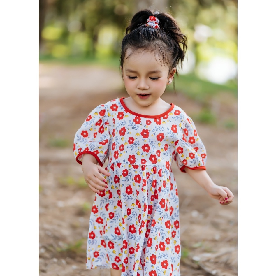 Váy cho bé gái hoa nhó nơ lưng cho bé gái 8-20kg